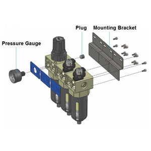 Three Stage Compressed Air Filter Regulator Unit