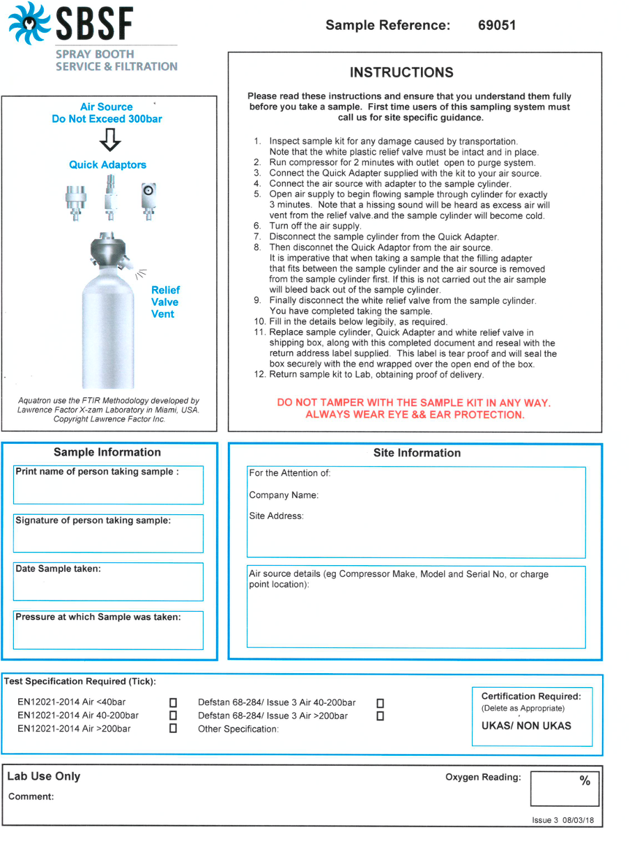 Compressed Air Breathing Air Quality Test (BAQT)